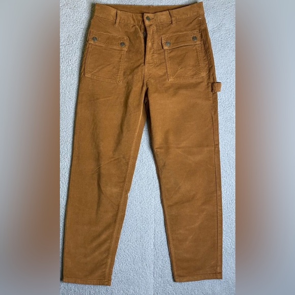 Free People Kyo Carpenter Corduroy Pants Womens 4 Orange Casual Pockets - Picture 7 of 10